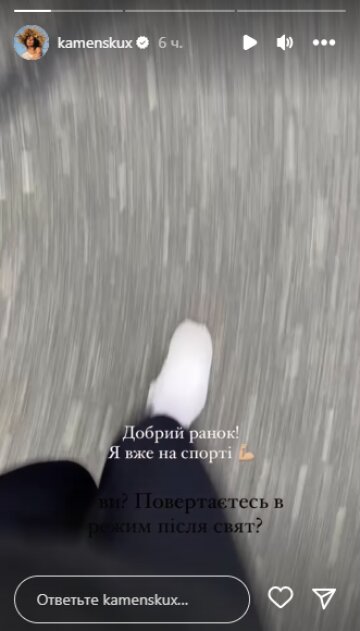 Скриншот из Insta Stories, Настя Каменских