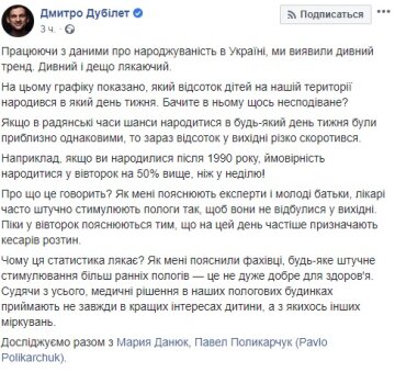 Пост Дмитра Дубілета, Facebook