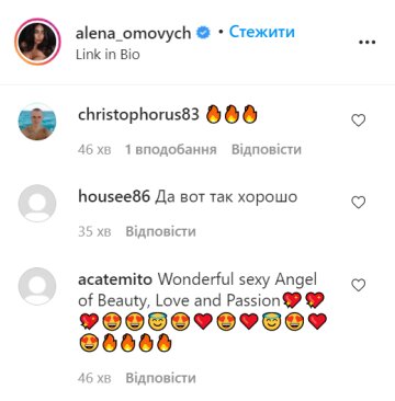 Комментарии под постом Елены Омович, instagram.com/alena_omovych