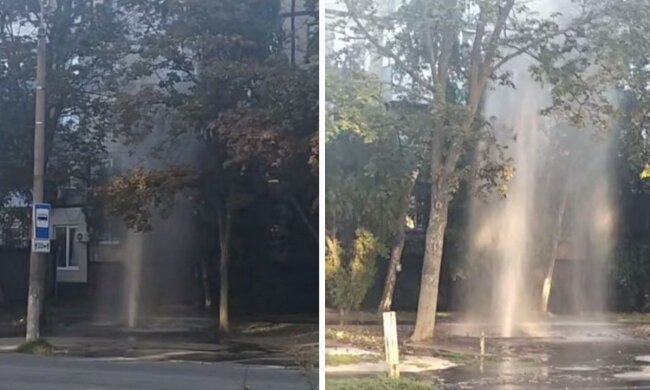 Аварія водопроводу на проспекті Калнишевського в Дніпрі