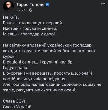 Пост Тараса Тополя, instagram.com/tarastopolia