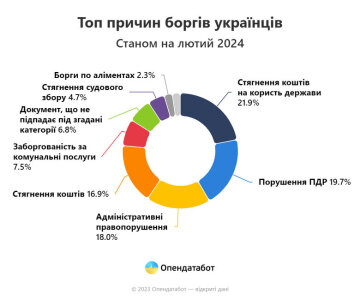 Топ причин долгов украинцев / фото: Опендатабот