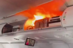 Пожежа в салоні літака, кадр з відео