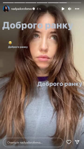 Stories Наді Дорофєєвої, скріншот: Instagram