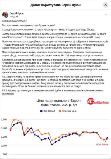 Сообщение Сергея Куюна: фото Facebook