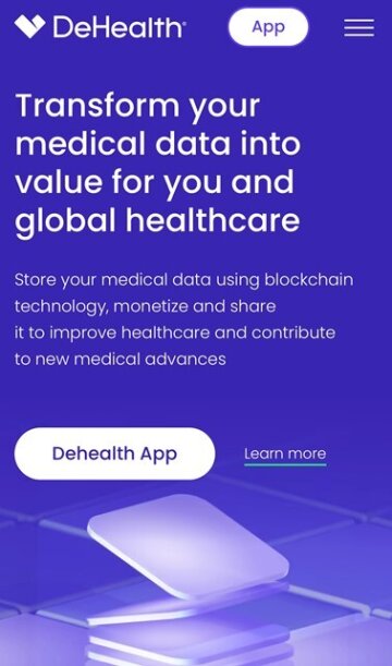 Скріншот веб-сайту DeHealth