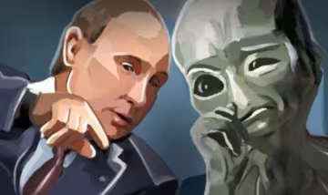 Путин и инопланетянин, скриншот: YouTube