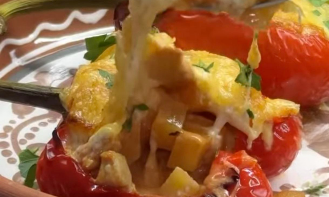 Перцы с начинкой от творожной шапочкой: фото скрин рецепта