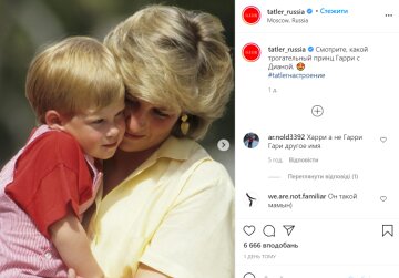 Принцесса Диана и Гарри, instagram.com/tatler