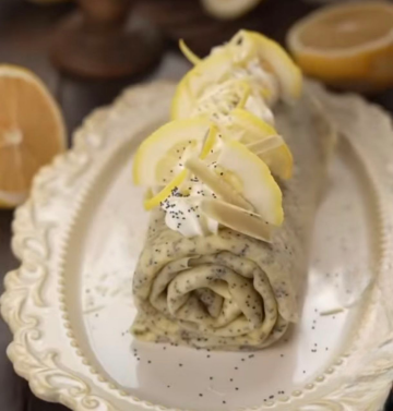 Блинный рулет с маком и лимоном: фото скрин рецепта